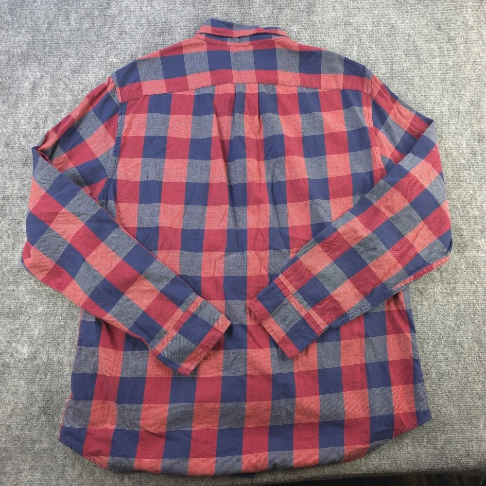 J Crew Shirt Large Red Blue Check Long Sleeve Button Down‎ Cotton Pocket